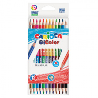 Карандаши двусторонние CARIOCA 'Bi-color', 12 штук, 24 цвета, трехранные, заточенные, 42991