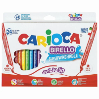 Фломастеры для рисования Carioca Birello 24 цвета, двухсторонние, смываемые