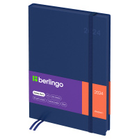 Ежедневник датированный Berlingo Western синий, A5, 184 листа, под кожу, с резинкой, 2024