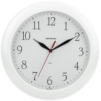 Часы настенные Troyka белые, d=29см, круглые, белая рамка