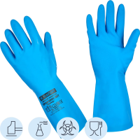 Перчатки КЩС нитриловые TOPFORT Профхим Нит К80 Щ50 цв.синий разм 9,ПС