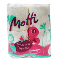 Туалетная бумага Motti 301614, в рулоне, 3 слоя, белая, 4 рулона