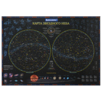 Карта 'Звездное небо и планеты' 101х69 см, с ламинацией, интерактивная, в тубусе, BRAUBERG, 112371