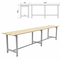 Скамья для раздевалок Титан СТ 4 каркас металл, серый, 2000х350х460мм