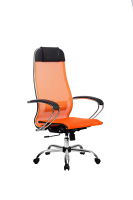 Кресло офисное Метта 4 ткань-сетка, оранжевая-оранжевая, крестовина хром