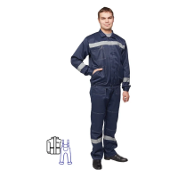 Костюм рабочий летний мужской (р.44-46) 182-188, темно-синий, с полукомбинезоном, с СОП, л22