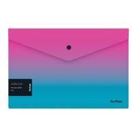 Папка-конверт на кнопке Berlingo 'Radiance', 180мкм, розовый/голубой градиент, с рисунком