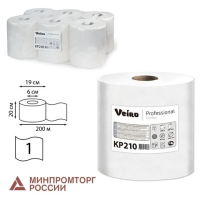 Бумажные полотенца Veiro Professional Comfort KP210, в рулоне с центральной вытяжкой, 200м, 1 слой, белые, 6 рулонов