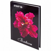Блокнот Staff Красный цветок на черном, А6, 80 листов, на сшивке, ламинированный картон