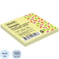 Стикеры Attache Simple 51х51 мм пастельные желтые (1 блок,100 листов)