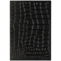 Обложка для паспорта OfficeSpace 'Аллигатор', кожа, тиснение, черная