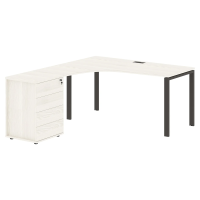 Стол эргономичный с тумбой EUCET 1518(L) Ясень Траун/Мокко 1560х1880х750 EDIS