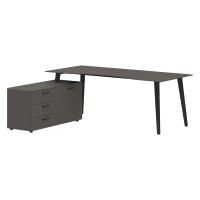 Стол руководителя с тумбой JCT 2018(L) Орех Мокко/Антрацит 2000х1800х750 JAY