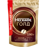 Кофе растворимый Nescafe Gold 190г, пакет