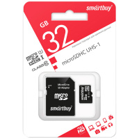 Карта памяти Smartbuy micro SDHC, 32Gb, 10мб/с, с адаптером SD