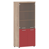 Шкаф комбинированный с топом TLHC 85.2 Красный/Дуб Каньон Z 856х450х1968 TORR LUX