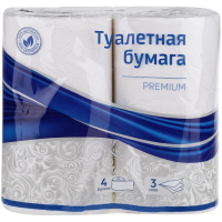 Туалетная бумага Officeclean Premium белая, 3 слоя, 4 рулона