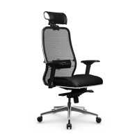 Кресло руководителя Метта Samurai SL-3.041 MPES, ткань-сетка/экокожа, черная, крестовина хром