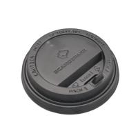 Крышка для одноразовых стаканов Скандипакк TL90 d=90мм, черная, с носиком, 100шт/уп