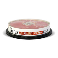 Диск CD-R Mirex Maximum 700Mb, 52x, Cake, UL120052A8L, 10шт/уп