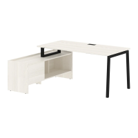 Стол с тумбой ELCT 17814 Ясень Траун/Черный 1760х1400х750 EDIS