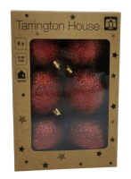 Tarrington House Набор шаров бордовый с блестками 6см, 6шт