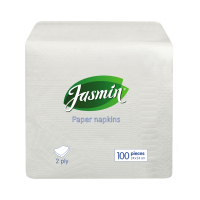 Салфетки сервировочные Jasmin белые, 24х24 см, 2 слоя, 100шт/уп