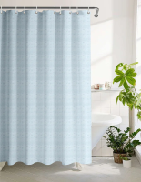 Tarrington House Штора для ванной голубая жаккард прозрачные кольца, 180 x 200см