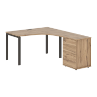Стол эргономичный с тумбой EUCET 1318(R) Дуб Денвер светлый/Мокко 1360х1880х750 EDIS