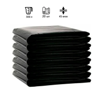 Мешки для мусора Ромашка 300л, ПВД, 115х140см, 45мкм, 20шт, черного цвета, в пласте