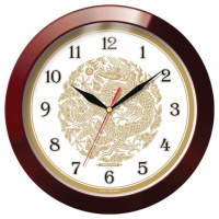 Часы настенные Troyka бежевые с рисунком Золотой дракон, d=29см, круглые, 11131190