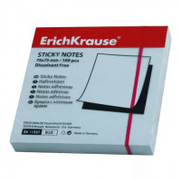 Блок для записей с клейким краем Erich Krause голубой, пастель, 75х75мм, 100 листов, 11567