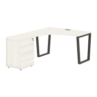 Стол эргономичный с тумбой EVCET 1318(L) Ясень Траун/Мокко 1360х1880х750 EDIS