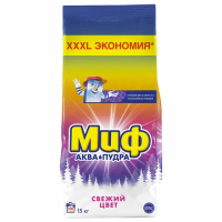 Стиральный порошок Миф Свежий цвет 100 стирок, 15кг, автомат