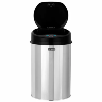 Ведро для мусора Сенсорное 12л нержавеющая сталь, черная матовая крышка, питание от 4-х батареек AA