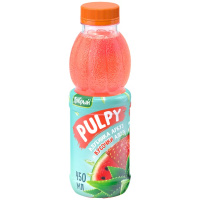 Напиток сокосодержащий Pulpy Клубника-Арбуз с кусочками алоэ 0,45л