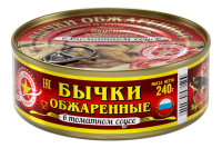 Бычки Вкусные консервы обжаренные в томатном соусе, 240г