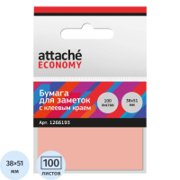 Стикеры Attache Economy с клеев.краем 38x51 мм,100 лист неоновый розовый