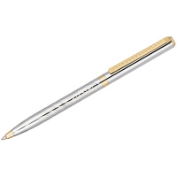 Ручка шариковая Delucci 'Tempo', синяя, 1,0мм, корпус серебро/золото, поворот., подар.уп.
