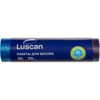 Мешки для мусора ПНД 30л 25мкм 20шт/рул синие 50x60см Luscan с завязками