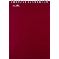Блокнот Attache бордовый, А4, 60 листов, в клетку, на спирали