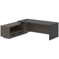 Стол руководителя с тумбой VCT 2319(L) Яшма черный/Дуб Сильвер 2300х1900х750 VELION