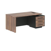 Стол руководителя с тумбой VRCT 1890(R) Американский орех/Черный матовый/Яшма черный 1800х900х750 VE