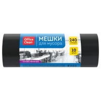 Мешки для мусора  240л OfficeClean ПВД, 90*130см, 55мкм, 10шт., особо прочные, черного цвета, в рулоне