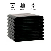 Мешки для мусора Ромашка 200л, ПВД, 90х130см, 37мкм, 80гр, 50шт, черного цвета, в пласте