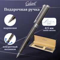Ручка подарочная шариковая GALANT 'VITRUM', корпус оружейный металл, детали золотистые, узел 0,7 мм,