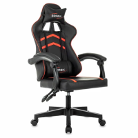 Кресло компьютерное BRABIX 'Shooter GM-123', 2 подушки, экокожа, черное/красное, 533190