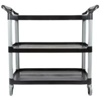 Тележка сервисная Rubbermaid X-tra 3 яруса, открытая, черная, 1814566, FG409100BLA