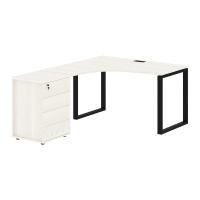 Стол эргономичный с тумбой EQCET 1318(L) Ясень Траун/Черный 1360х1880х750 EDIS