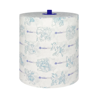 Бумажные полотенца Merida BP4406 в рулоне, Топ Принт Автоматик Макси, 2 слоя, белые с цветным рисунком, 200м, 6шт/уп